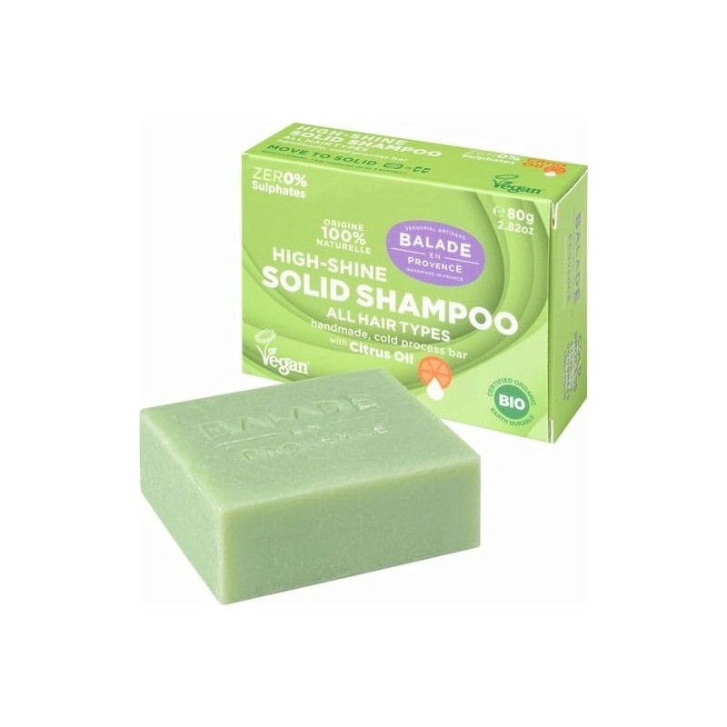Shampoing solide bio & artisanal brillance tout type de cheveux citron 80 g - Balade en Provence