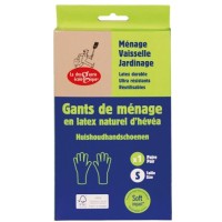Gants de ménage écologiques en latex naturel d'hévéa taille S - La Droguerie Ecologique
